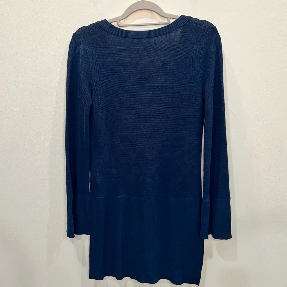 Free People Long Sleeve Sweater Tunic Blue Criss Cross V-Neck Women’s Size Small - Picture 2 of 9